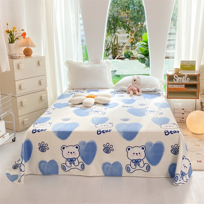 91家纺网 家纺一手货源 找家纺 多品 2023新款13070单品床单 爱心熊