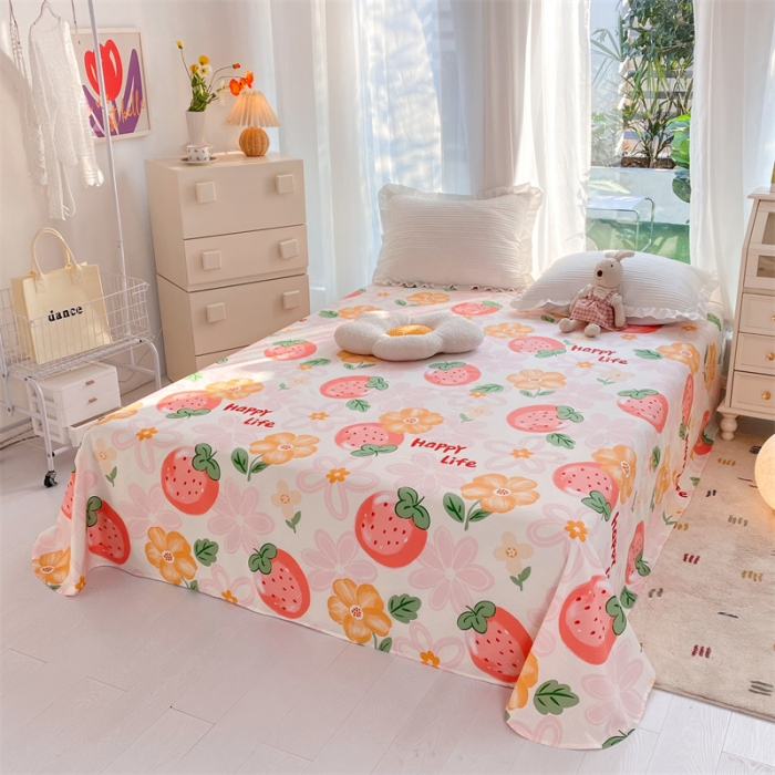 91家纺网 家纺一手货源 找家纺 多品 2023新款13070单品床单 草莓圣代