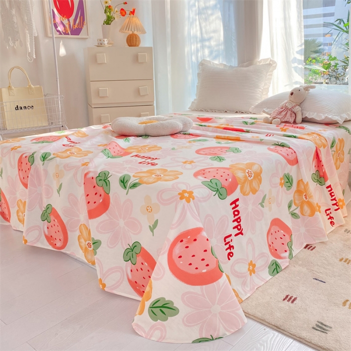 91家纺网 家纺一手货源 找家纺 多品 2023新款13070单品床单 草莓圣代