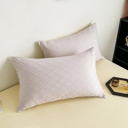 倾慕 2023新款提花全棉3D立体简约纯棉套件系列-单枕套 水波菱形浅浅紫