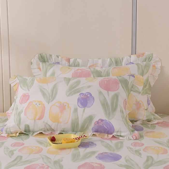 91家纺网 家纺一手货源 找家纺 美达 2025全棉蕾丝小花边单床裙 春日蜜糖