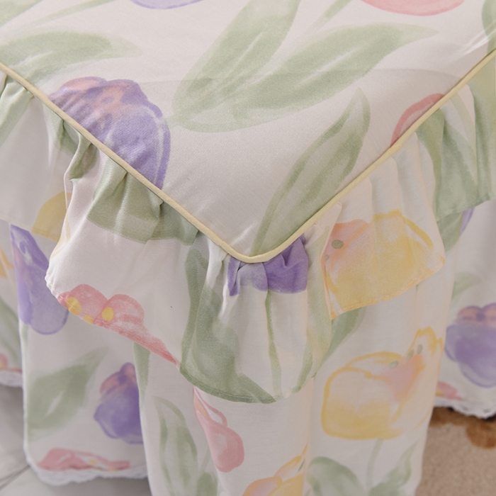 91家纺网 家纺一手货源 找家纺 美达 2025全棉蕾丝小花边单床裙 春日蜜糖