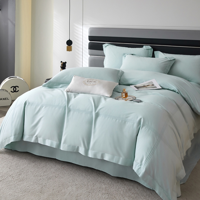 91家纺网 家纺一手货源 找家纺 安妮 2023新款墨尔本全棉四件套 蒂芙蓝