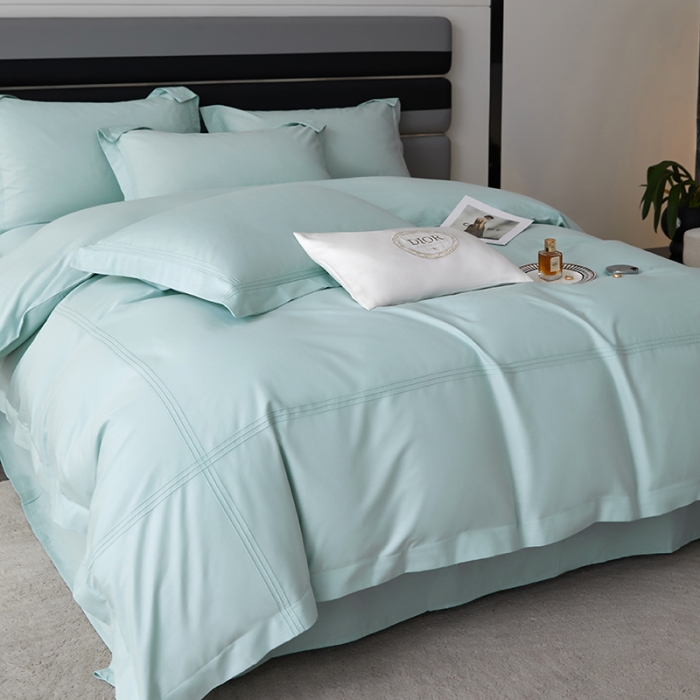 91家纺网 家纺一手货源 找家纺 安妮 2023新款墨尔本全棉四件套 蒂芙蓝