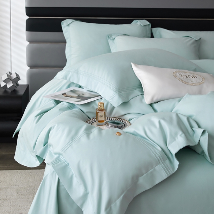 91家纺网 家纺一手货源 找家纺 安妮 2023新款墨尔本全棉四件套 蒂芙蓝