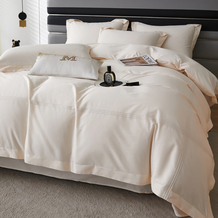 91家纺网 家纺一手货源 找家纺 安妮 2023新款墨尔本全棉四件套 奶白