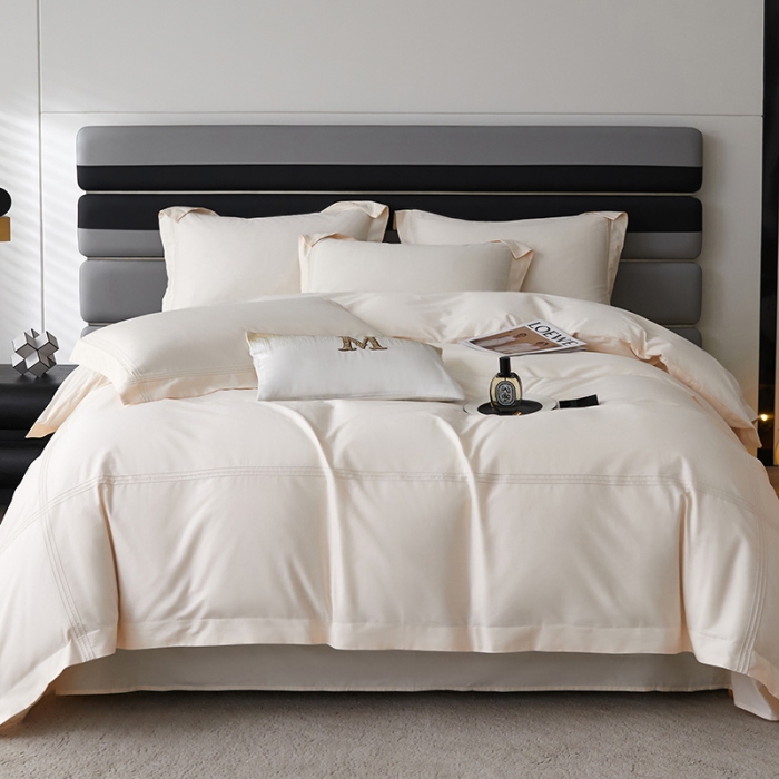 91家纺网 家纺一手货源 找家纺 安妮 2023新款墨尔本全棉四件套 奶白