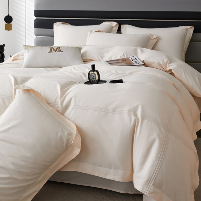 91家纺网 家纺一手货源 找家纺 安妮 2023新款墨尔本全棉四件套 奶白