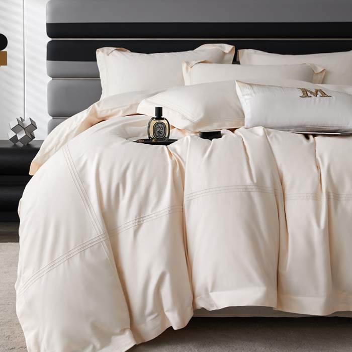 91家纺网 家纺一手货源 找家纺 安妮 2023新款墨尔本全棉四件套 奶白