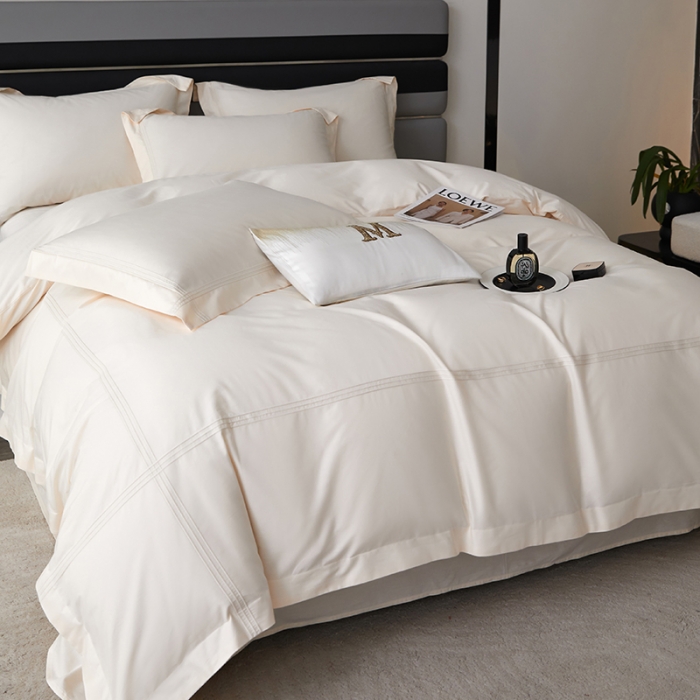 91家纺网 家纺一手货源 找家纺 安妮 2023新款墨尔本全棉四件套 奶白