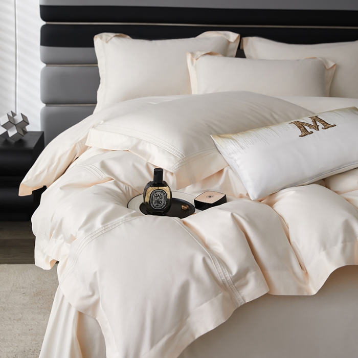 91家纺网 家纺一手货源 找家纺 安妮 2023新款墨尔本全棉四件套 奶白