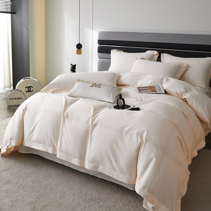 91家纺网 家纺一手货源 找家纺 安妮 2023新款墨尔本全棉四件套 奶白