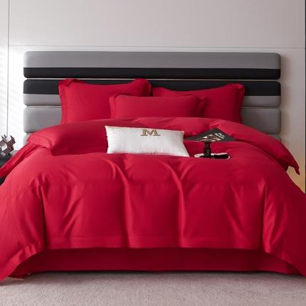 安妮 2023新款墨尔本全棉四件套 深红