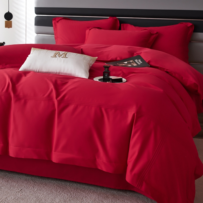 91家纺网 家纺一手货源 找家纺 安妮 2023新款墨尔本全棉四件套 深红