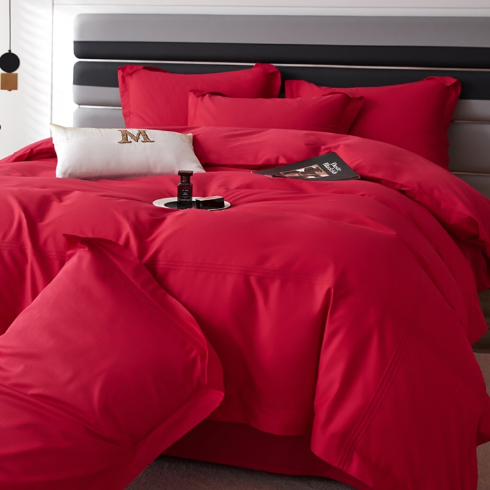 91家纺网 家纺一手货源 找家纺 安妮 2023新款墨尔本全棉四件套 深红