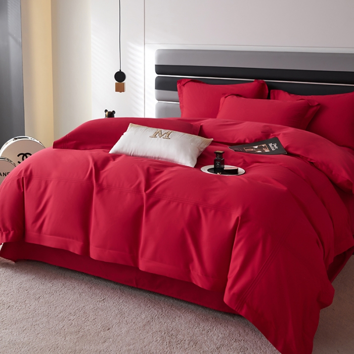 91家纺网 家纺一手货源 找家纺 安妮 2023新款墨尔本全棉四件套 深红