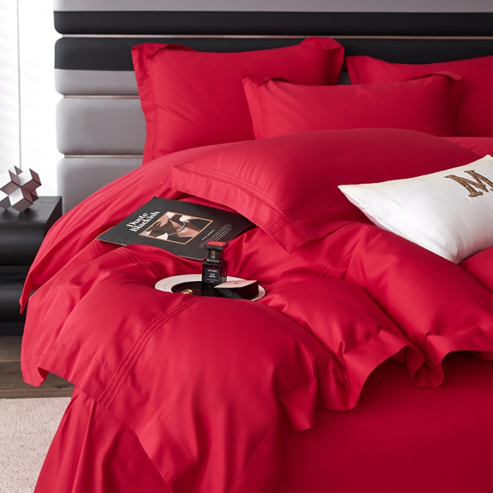 91家纺网 家纺一手货源 找家纺 安妮 2023新款墨尔本全棉四件套 深红