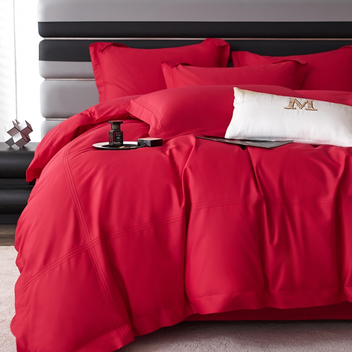 91家纺网 家纺一手货源 找家纺 安妮 2023新款墨尔本全棉四件套 深红