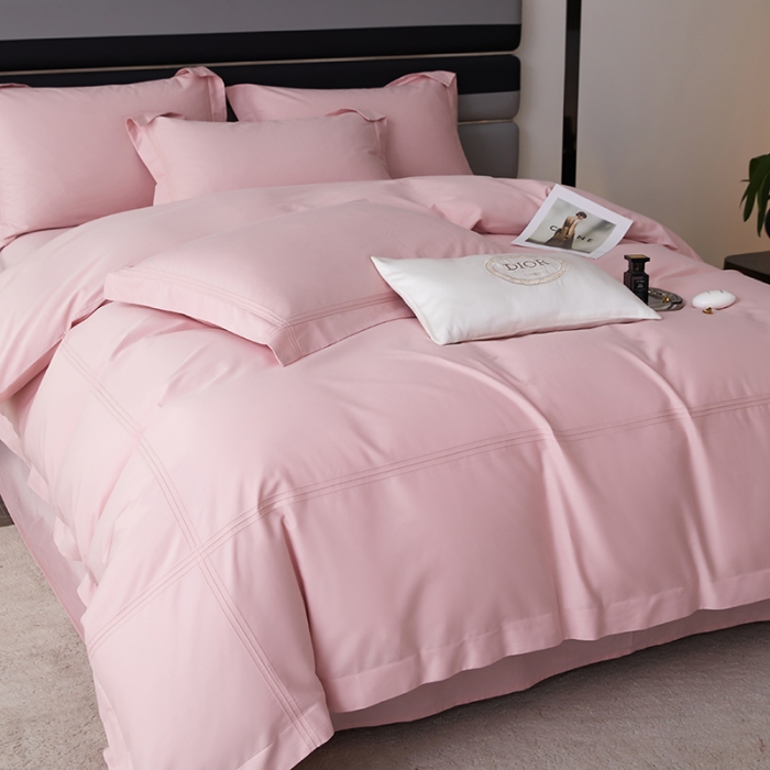 91家纺网 家纺一手货源 找家纺 安妮 2023新款墨尔本全棉四件套 桃粉