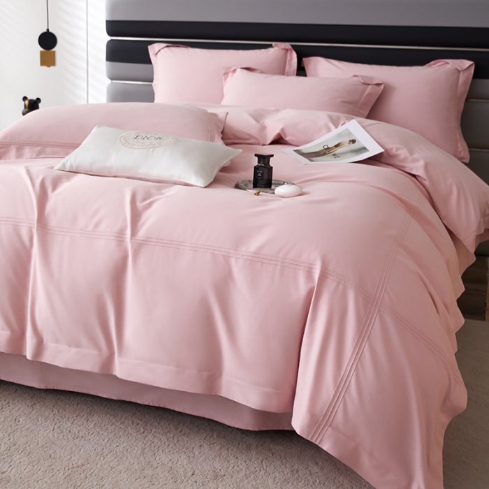 91家纺网 家纺一手货源 找家纺 安妮 2023新款墨尔本全棉四件套 桃粉