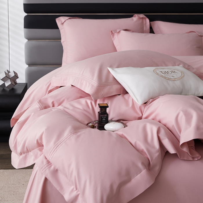 91家纺网 家纺一手货源 找家纺 安妮 2023新款墨尔本全棉四件套 桃粉