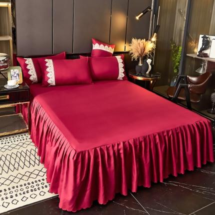 91家纺网 家纺一手货源 找家纺 莉莉安2025新款梦镜系列单床裙 梦境-迷情红