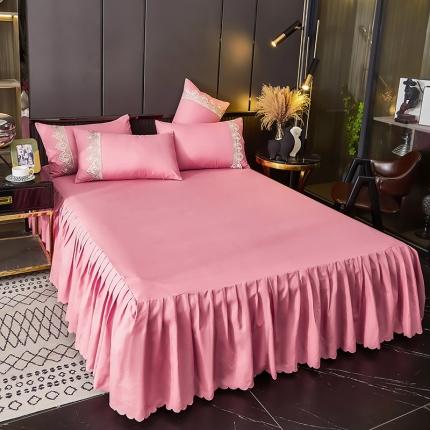 91家纺网 家纺一手货源 找家纺 莉莉安2025新款梦镜系列单床裙 梦境-香妃粉