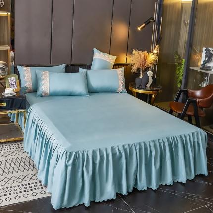 91家纺网 家纺一手货源 找家纺 莉莉安2025新款梦镜系列单床裙 梦境-静谧蓝