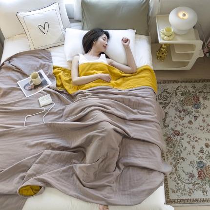 91家纺网 家纺一手货源 找家纺 (总)棠薇家纺  2023新款AB版双拼色盖毯毛巾被