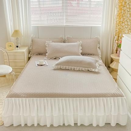 91家纺网 家纺一手货源 找家纺 （总）源舍 2024新款 A类冰豆豆床裙款凉席【有质检报告】