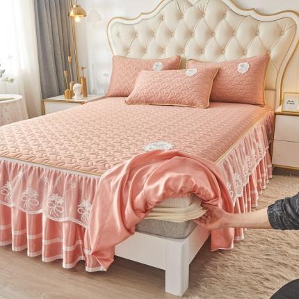 91家纺网 家纺一手货源 找家纺 恋尚 2023新款纯色0.5乳胶床笠式床裙款凉席三件套（可脱卸） 米亚-深玉色