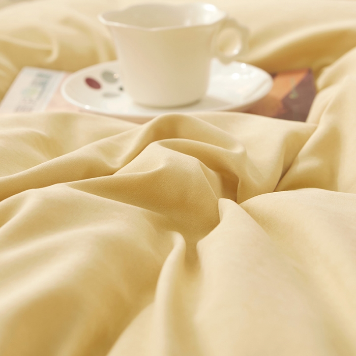 91家纺网 家纺一手货源 找家纺 恋尚 2023新款纯色雪花绒夹棉蕾丝床裙四件套（四季款） 玫瑰公主-浅黄