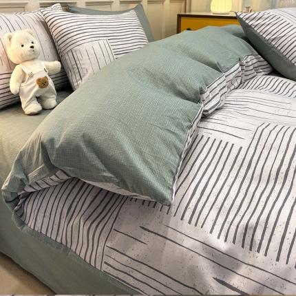 91家纺网 家纺一手货源 找家纺 （总）小懒猪 2024新款春夏全棉北欧简约风系列四件套-风格三