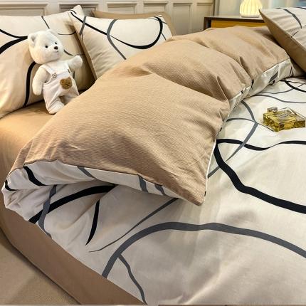 91家纺网 家纺一手货源 找家纺 小懒猪 2024新款春夏全棉北欧简约风系列四件套-风格三 卓尔风情