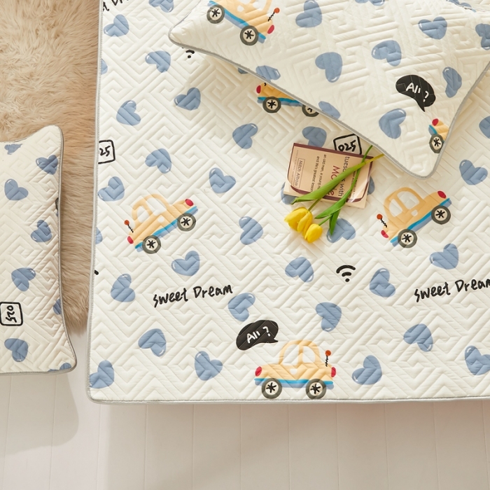 91家纺网 家纺一手货源 找家纺 舒居 2024新款全棉床垫床护垫爱心嘟嘟车