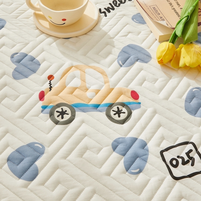 91家纺网 家纺一手货源 找家纺 舒居 2024新款全棉床垫床护垫爱心嘟嘟车