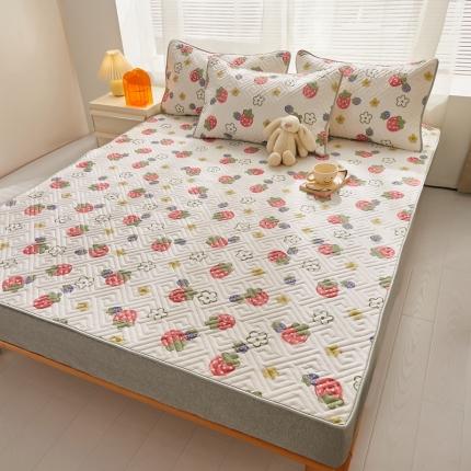 91家纺网 家纺一手货源 找家纺 舒居 2024新款全棉床垫床护垫草莓园