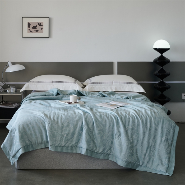 91家纺网 家纺一手货源 找家纺 榻尚家居 2023新款80天丝大提花夏被四件套-梦幻系列 梦幻蓝