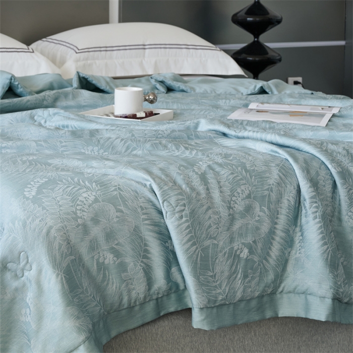 91家纺网 家纺一手货源 找家纺 榻尚家居 2023新款80天丝大提花夏被四件套-梦幻系列 梦幻蓝