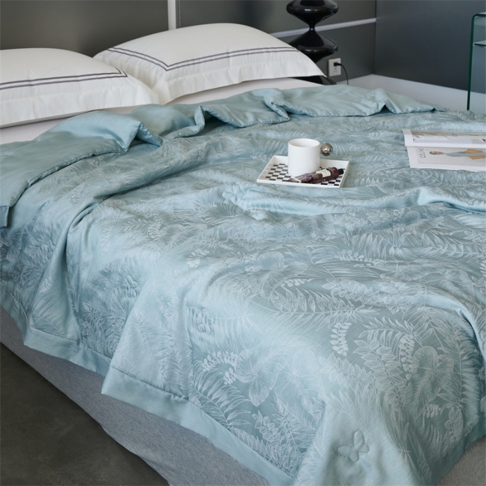 91家纺网 家纺一手货源 找家纺 榻尚家居 2023新款80天丝大提花夏被四件套-梦幻系列 梦幻蓝