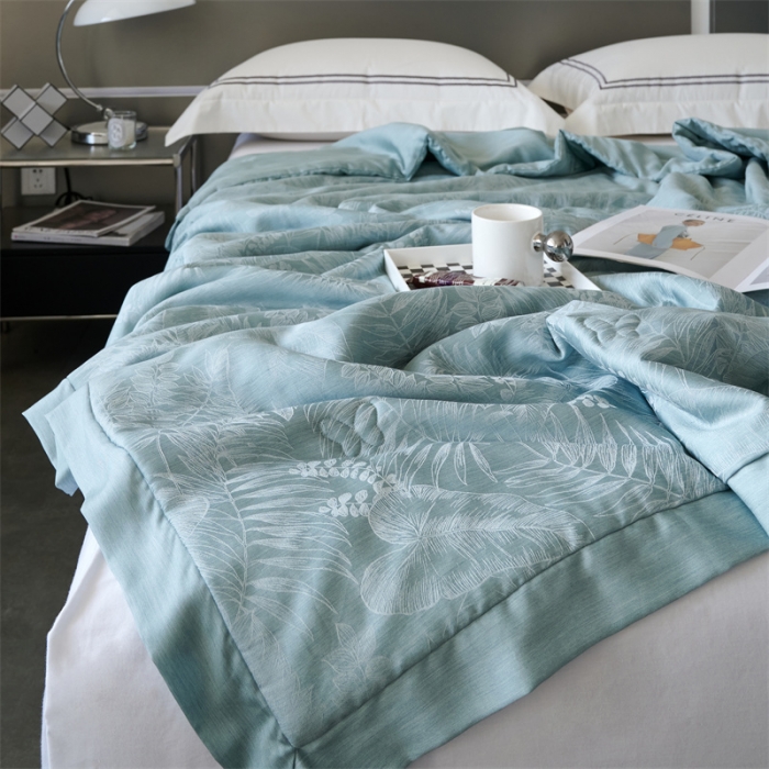 91家纺网 家纺一手货源 找家纺 榻尚家居 2023新款80天丝大提花夏被四件套-梦幻系列 梦幻蓝