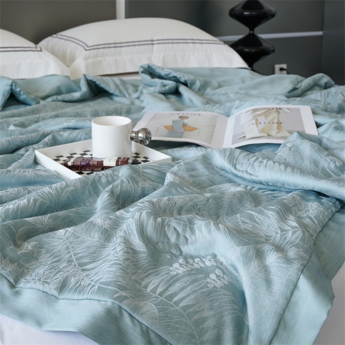 91家纺网 家纺一手货源 找家纺 榻尚家居 2023新款80天丝大提花夏被四件套-梦幻系列 梦幻蓝
