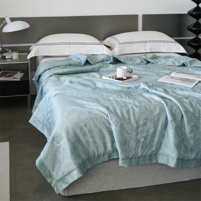 91家纺网 家纺一手货源 找家纺 榻尚家居 2023新款80天丝大提花夏被四件套-梦幻系列 梦幻蓝