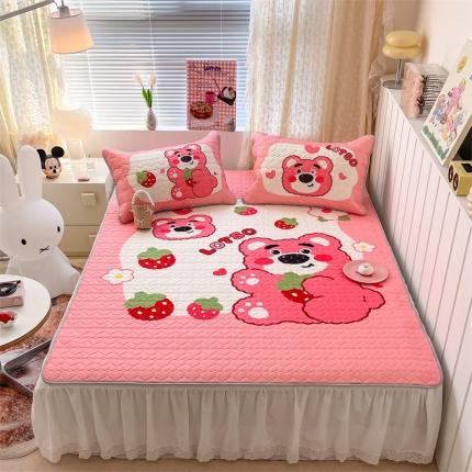 91家纺网 家纺一手货源 找家纺 顾里 2023新款迪士尼席实拍 粉草莓熊