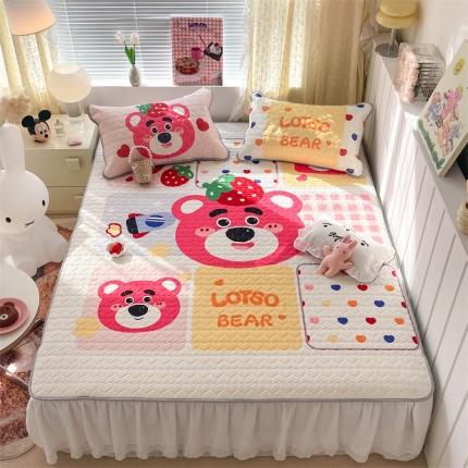 91家纺网 家纺一手货源 找家纺 顾里 2023新款迪士尼席实拍 拼接草莓熊