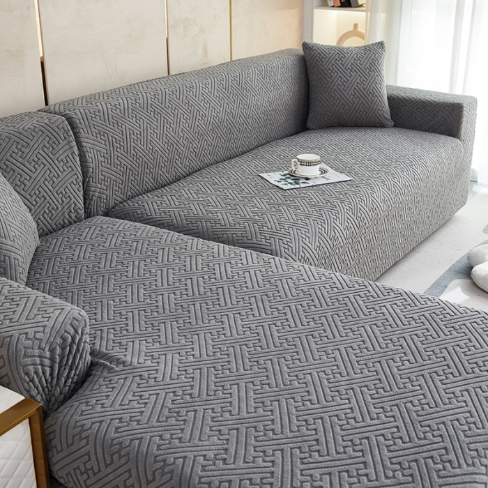 91家纺网 家纺一手货源 找家纺 逐日 2023新款提花沙发套-清雅 清雅-深灰色