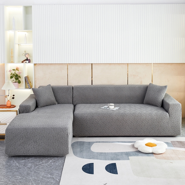 91家纺网 家纺一手货源 找家纺 逐日 2023新款提花沙发套-清雅 清雅-深灰色