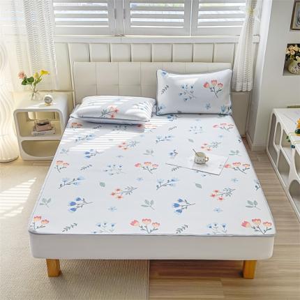 91家纺网 家纺一手货源 找家纺 （总）宅部落 2023凉感牛奶丝满天星提花印花床席款凉席床笠款三件套