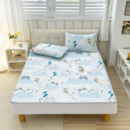 91家纺网 家纺一手货源 找家纺 （总）宅部落 2023凉感牛奶丝满天星提花印花床席款凉席床笠款三件套