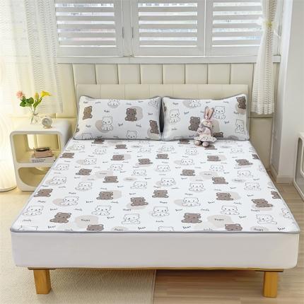 91家纺网 家纺一手货源 找家纺 （总）宅部落 2023凉感牛奶丝满天星提花印花床席款凉席床笠款三件套